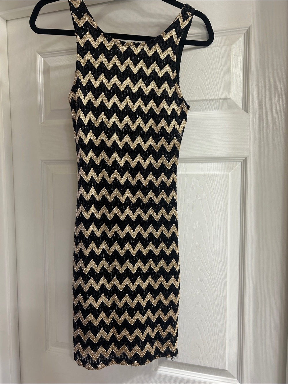 Black and Gold Chevron Knit Pencil dress